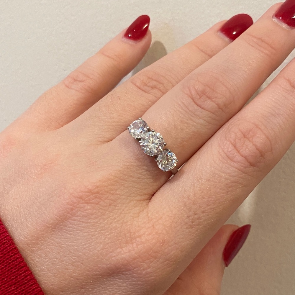 925 Sterling Silver Triple Stone Ring